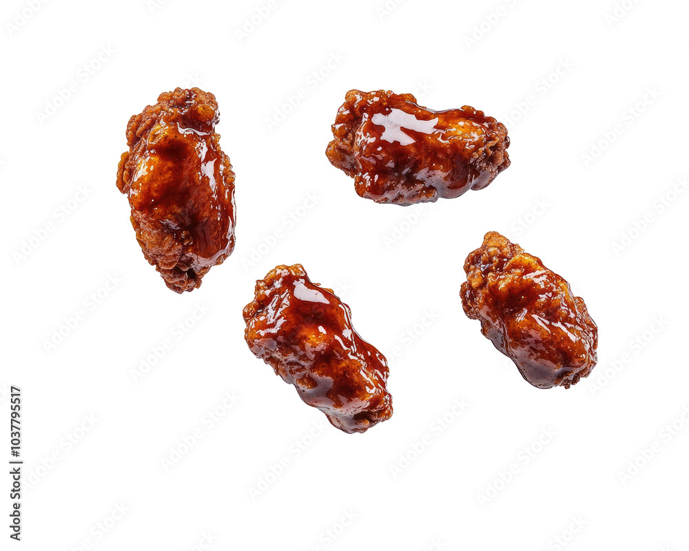 Korean fried chicken with juicy glaze sauce on transparent background
Korean fried chicken with juicy glaze sauce on transparent background