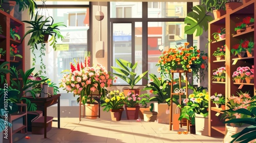 Wallpaper Mural Vibrant Flower Shop Interior with Natural Light Torontodigital.ca