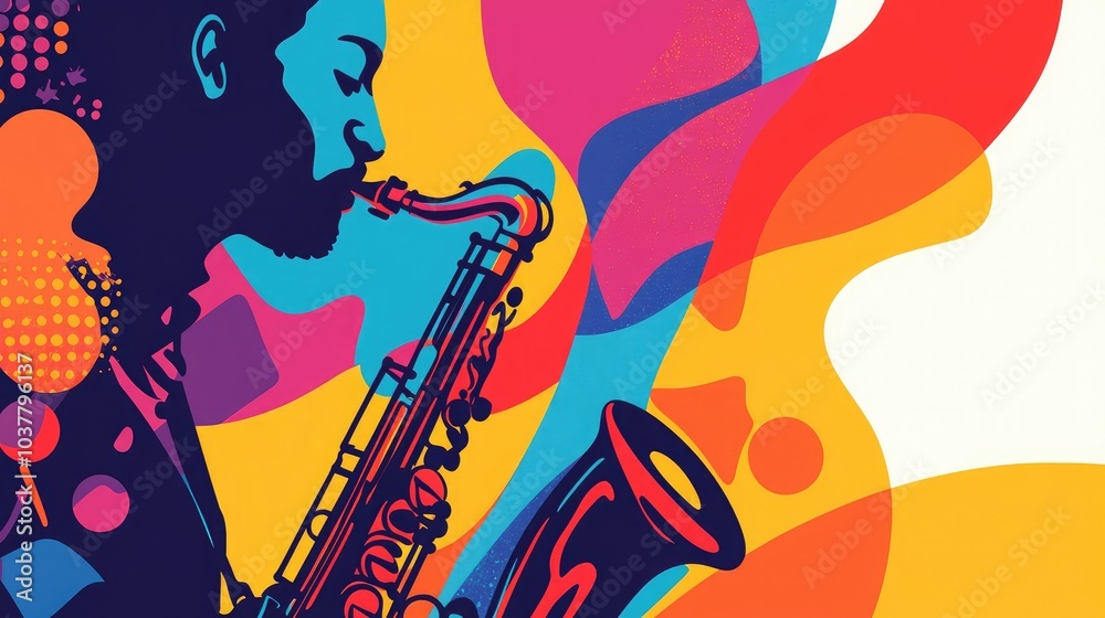 Fototapeta premium Abstract poster art for a jazz music performance