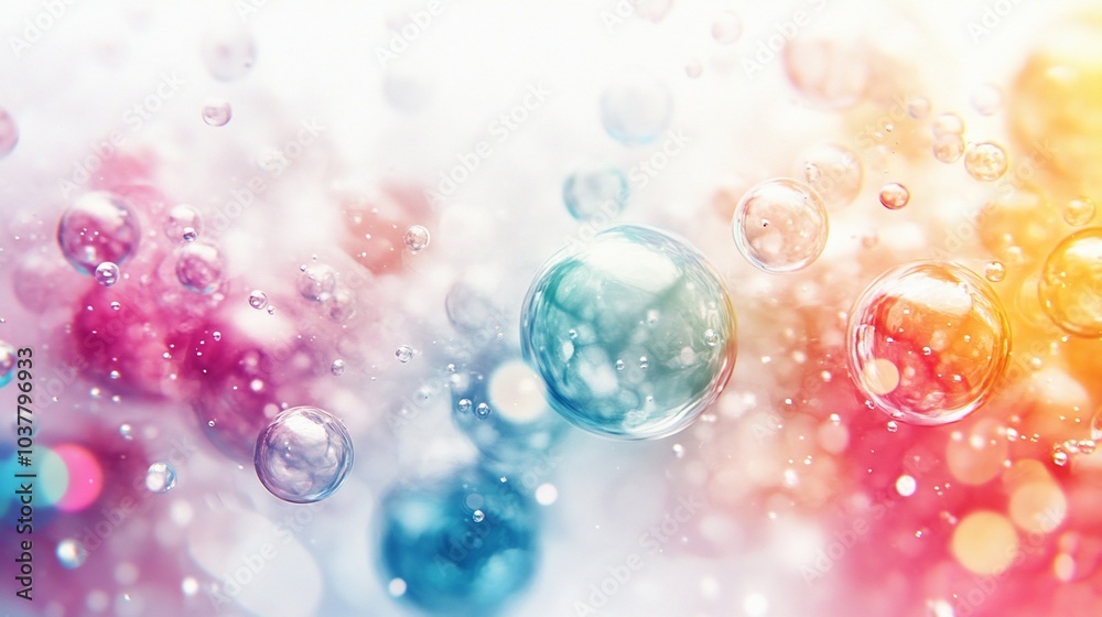 Colorful abstract background with rainbow bokeh and floating bubbles. Colorful abstract background with rainbow bokeh and floating bubbles.