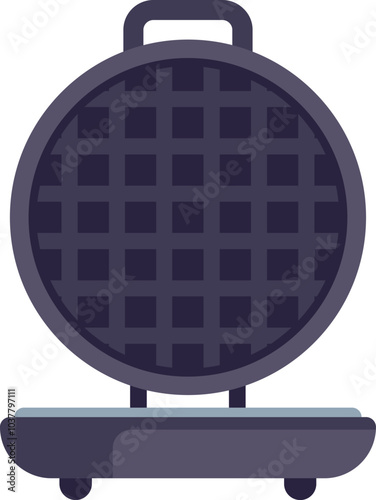 Round waffle maker is waiting to be used for preparing a delicious breakfast waffle