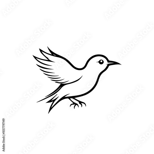 Bird On Branch Thin Line Icon. Dove Icon on Black and White Vector Backgrounds. vector logo bird. bird line vector logo design icon.