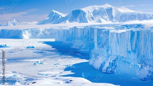 Iceberg and Mountain Landscape in Antarctica