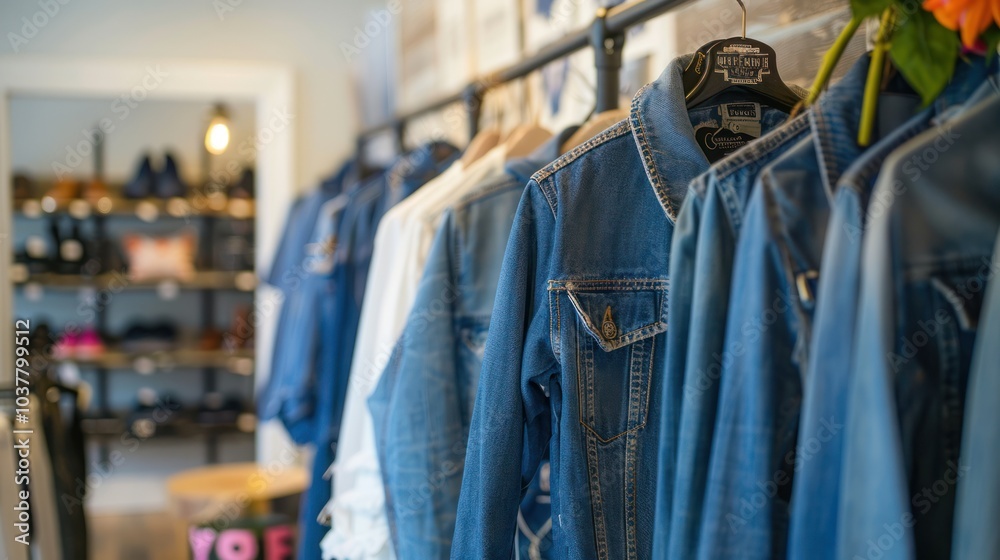 Obraz premium Blue Denim Jackets on Display