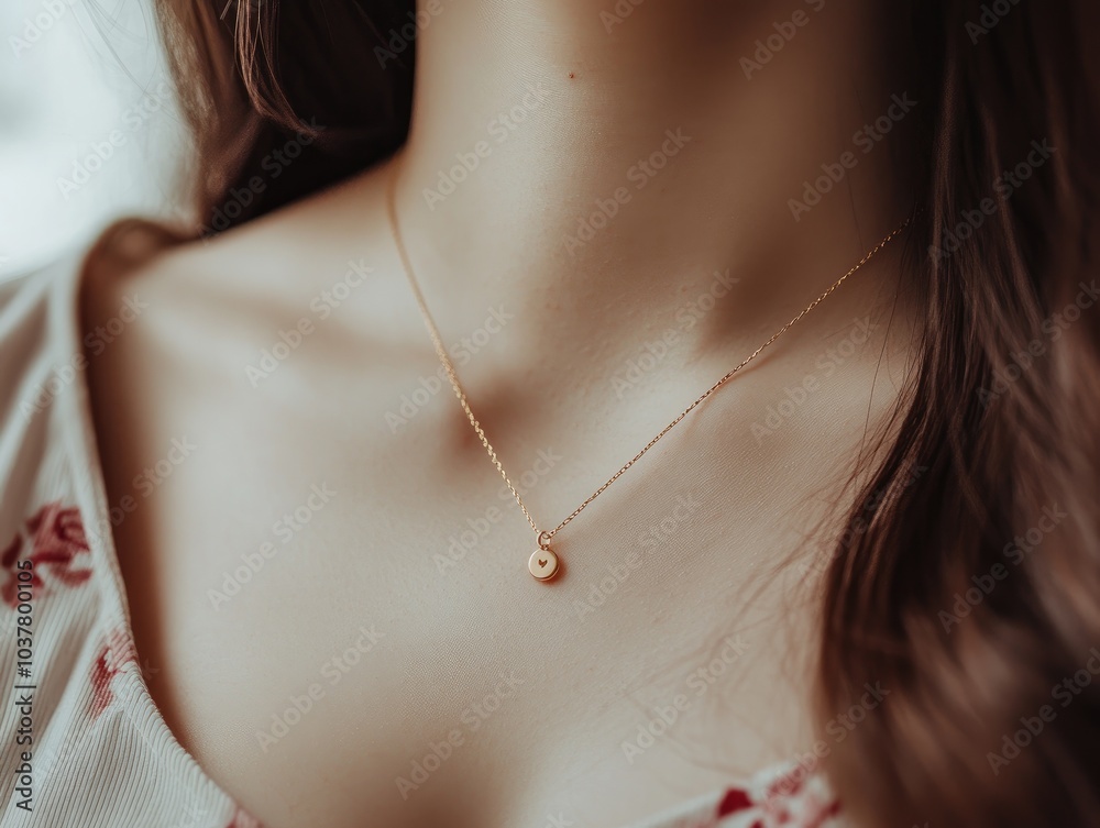 woman neck with pendant necklace mockup subtle chain jewelry closeup fashion accessory display woman neck with pendant necklace mockup subtle chain jewelry closeup fashion accessory display