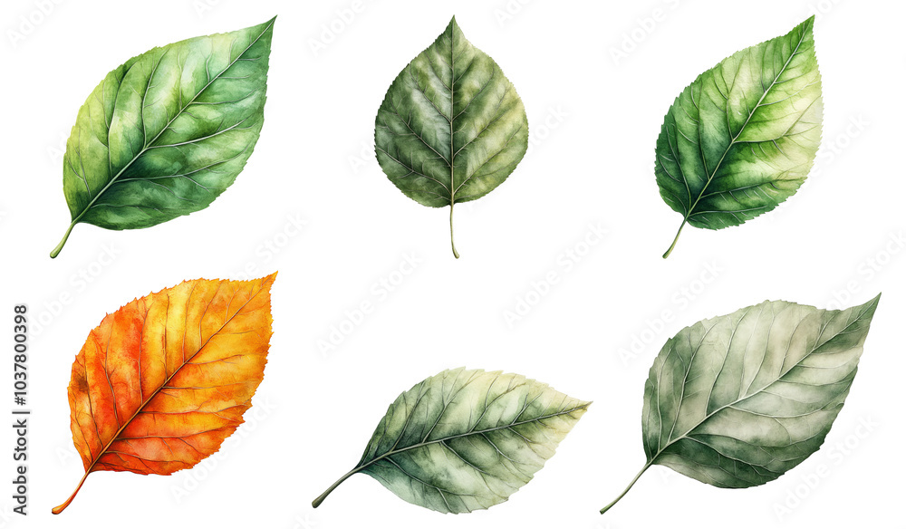Obraz premium Isolated Leaves on Transparent Background