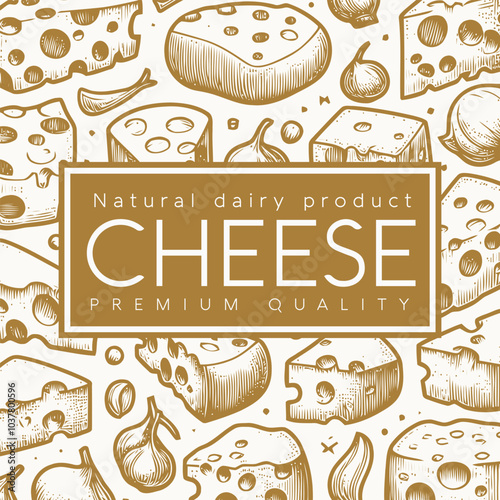 Cheese dairy product engraved style food banner photo