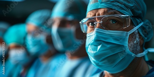 Surgeons prepared for a complex operation in a modern surgical room. Generative AI