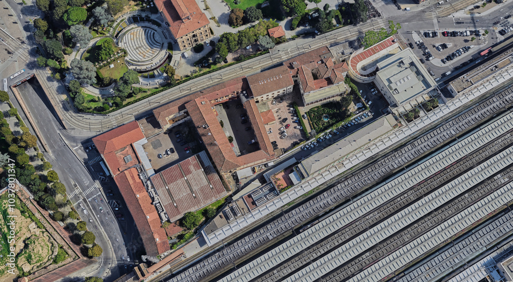 Fototapeta premium Italy, Florence, bird's-eye view, in summer