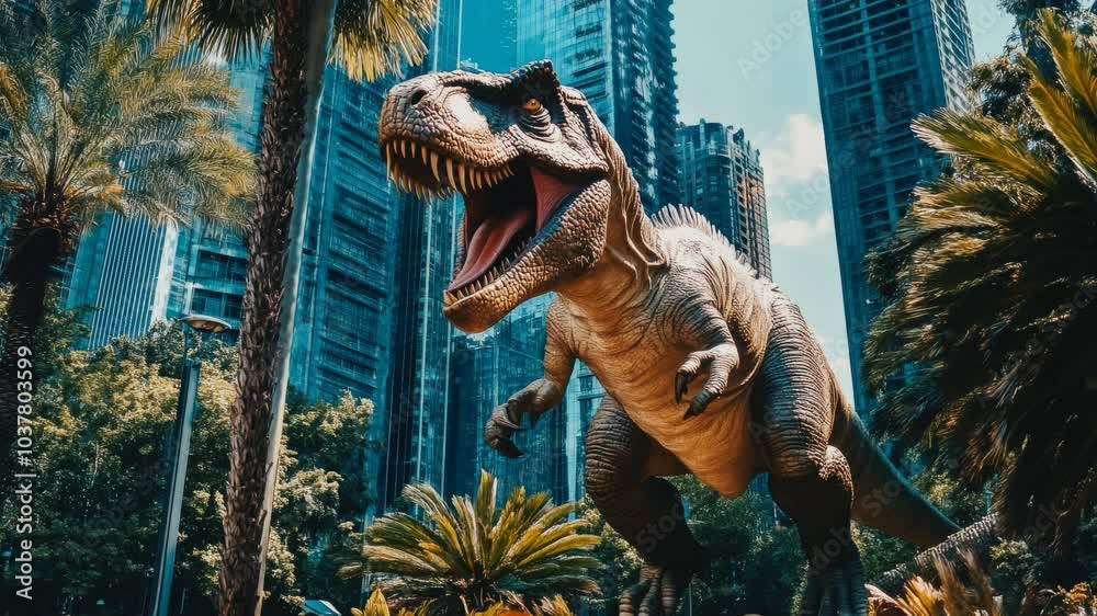 Dinosaurus statue in the city