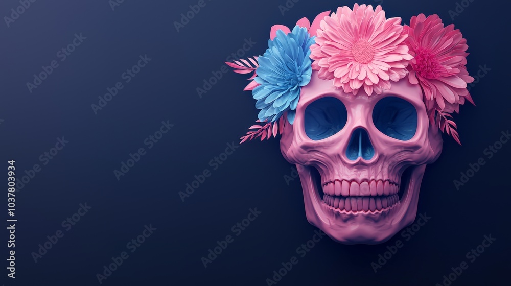 Vibrant floral skull art a unique blend of life and death in modern decoration and design Vibrant floral skull art a unique blend of life and death in modern decoration and design