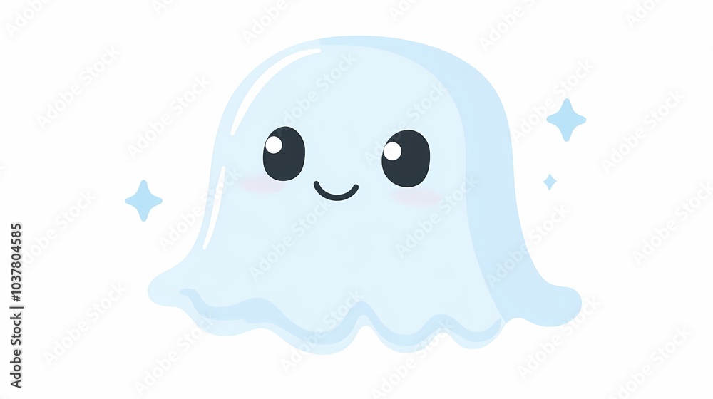 Cute cartoon ghost with a smiling face and sparkling eyes. Cute cartoon ghost with a smiling face and sparkling eyes.