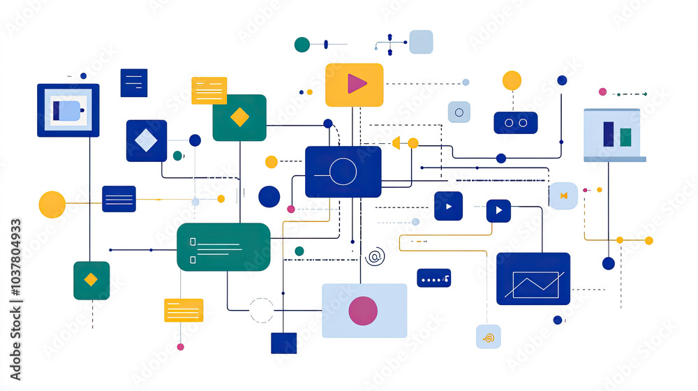 Network connection of various items, concept of interconnected technology Network connection of various items, concept of interconnected technology
