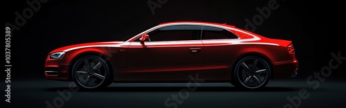 Red Sports Car in a Dark Studio