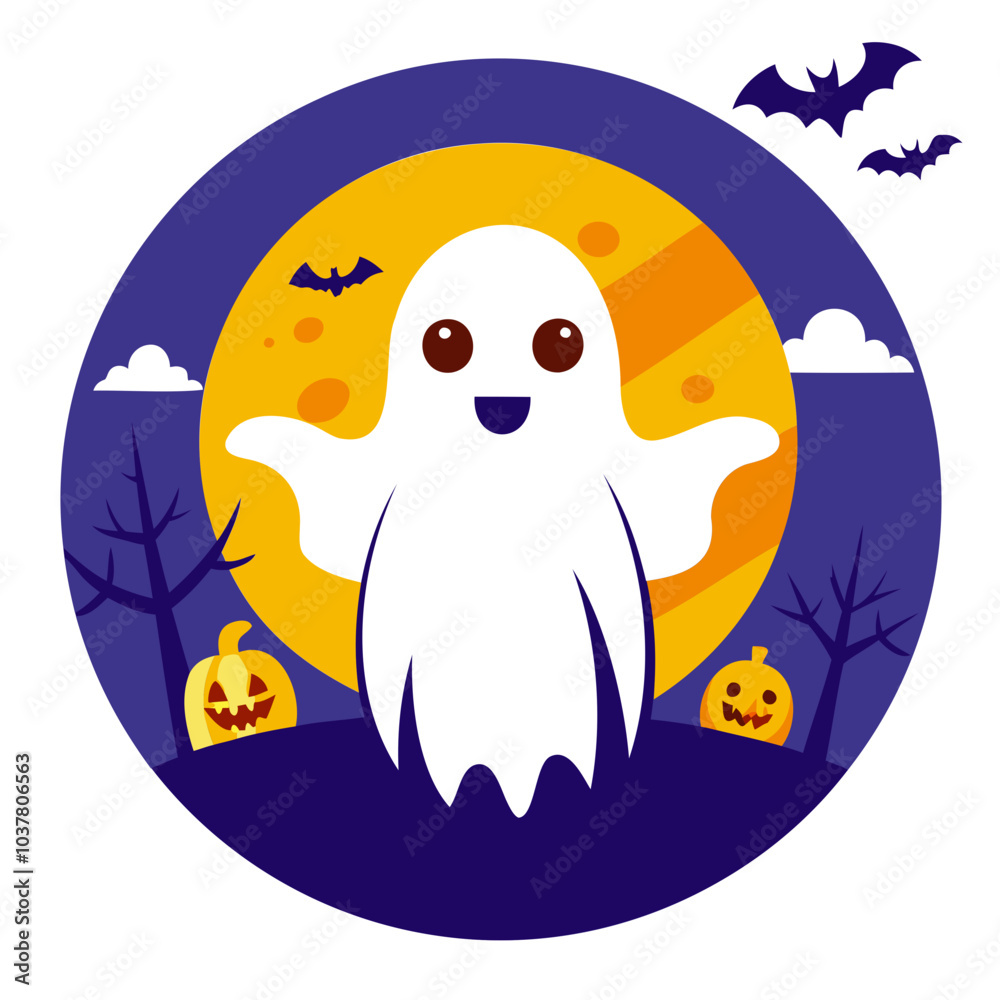 Obraz premium Ghost Halloween vector silhouette, Halloween Ghost Vector art Illustration