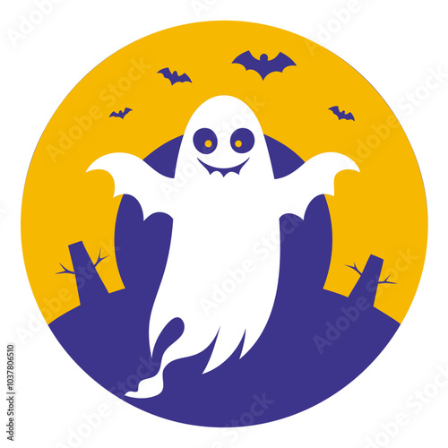 Ghost Halloween vector silhouette, Halloween Ghost Vector art Illustration