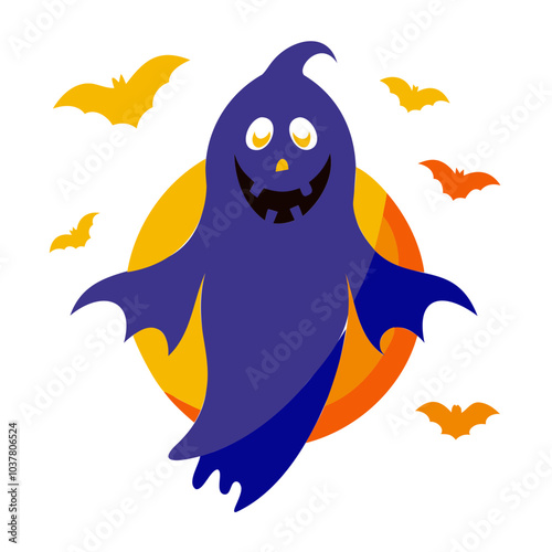 Ghost Halloween vector silhouette, Halloween Ghost Vector art Illustration