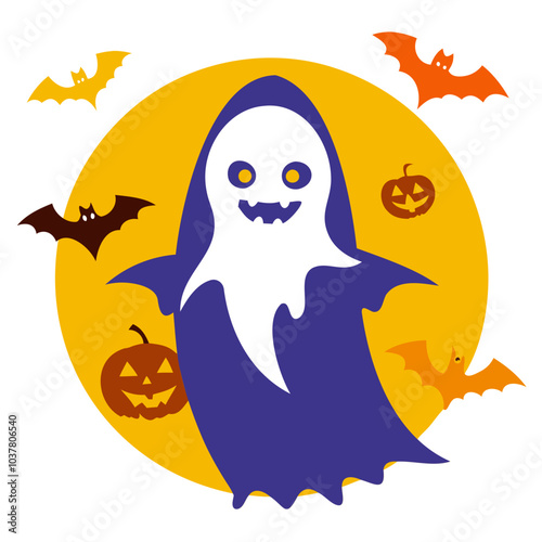 Ghost Halloween vector silhouette, Halloween Ghost Vector art Illustration