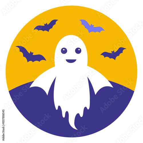 Ghost Halloween vector silhouette, Halloween Ghost Vector art Illustration