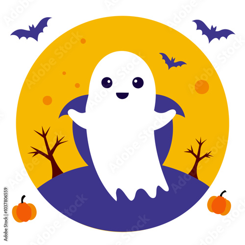Ghost Halloween vector silhouette, Halloween Ghost Vector art Illustration