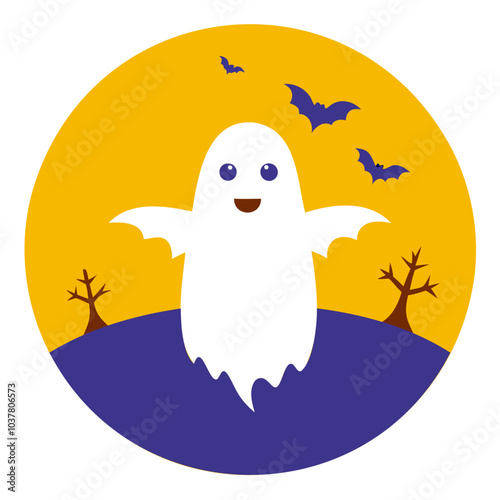 Ghost Halloween vector silhouette, Halloween Ghost Vector art Illustration