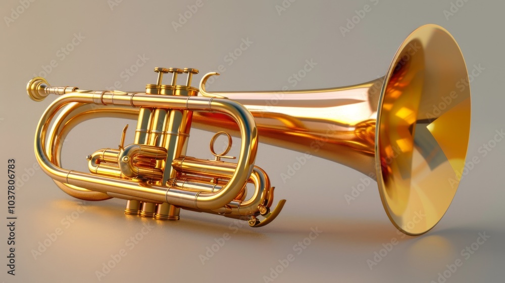 Naklejka premium Gold Euphonium against Clean Background