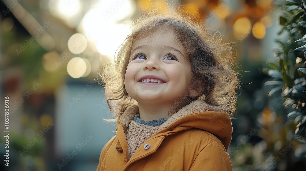The portrait of a happy child shows a bright smile and vivid eyes, reflecting innocence and happiness, creating a warm and pleasant atmosphere, which is very suitable for family related content.