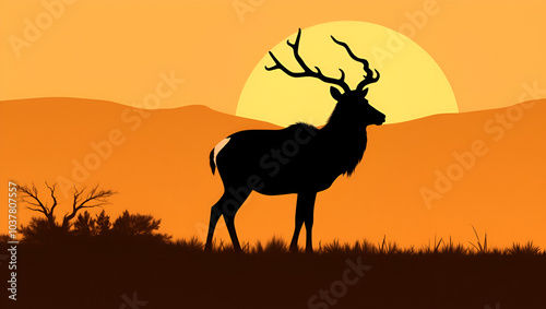 saiga antelope silhouette vector illustration