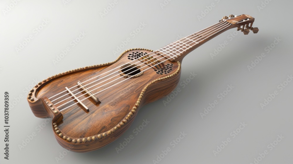 Fototapeta premium Beautiful Wooden Sarod on Clean Background
