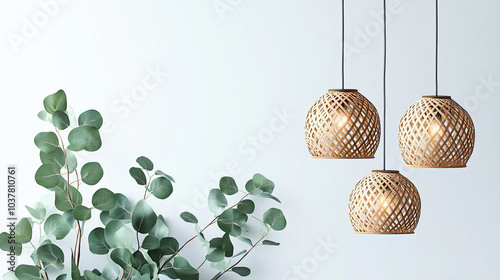 Pendant lights and green plants, minimalist style