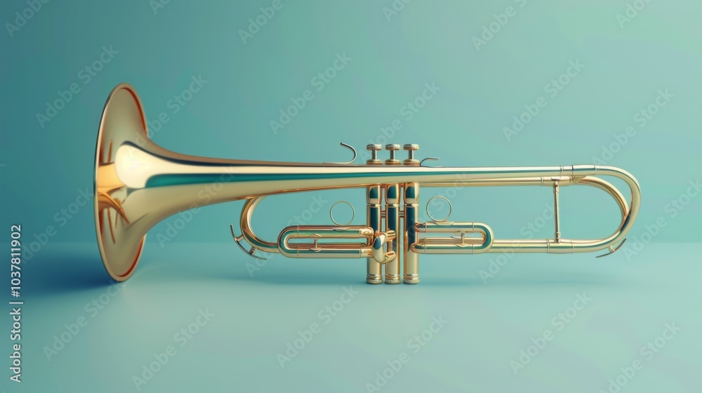 Obraz premium Golden Trombone on Clean Background