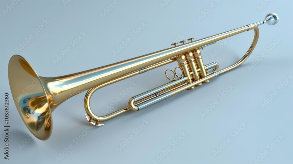 Obraz premium Brass Trombone on Clean Background