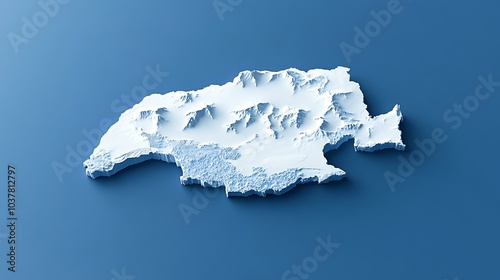 A minimalist blue and white map of Antarctica with simplified landmasses and ice shelves, focusing on its stark beauty photo