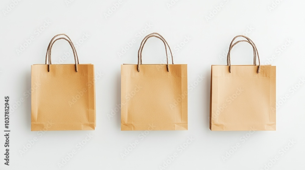 Set of paper shopping bag, file of isolated cut-out object on white background, mockup template for the design, Shopping Set of paper shopping bag, file of isolated cut-out object on white background, mockup template for the design, Shopping