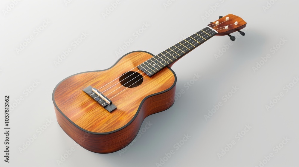 Naklejka premium Bright Ukulele on Clean Background