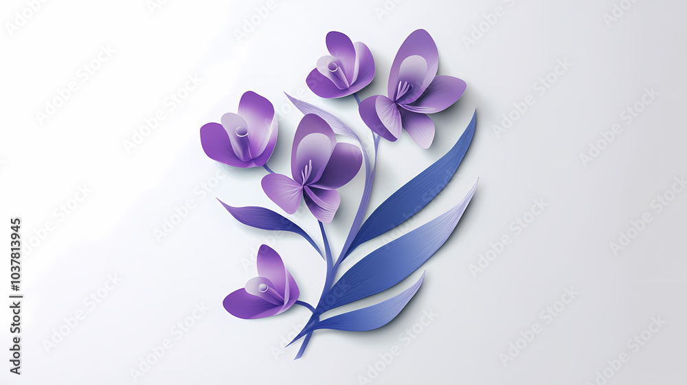 Obraz premium Vanda Orchid logo 3d vector papercut