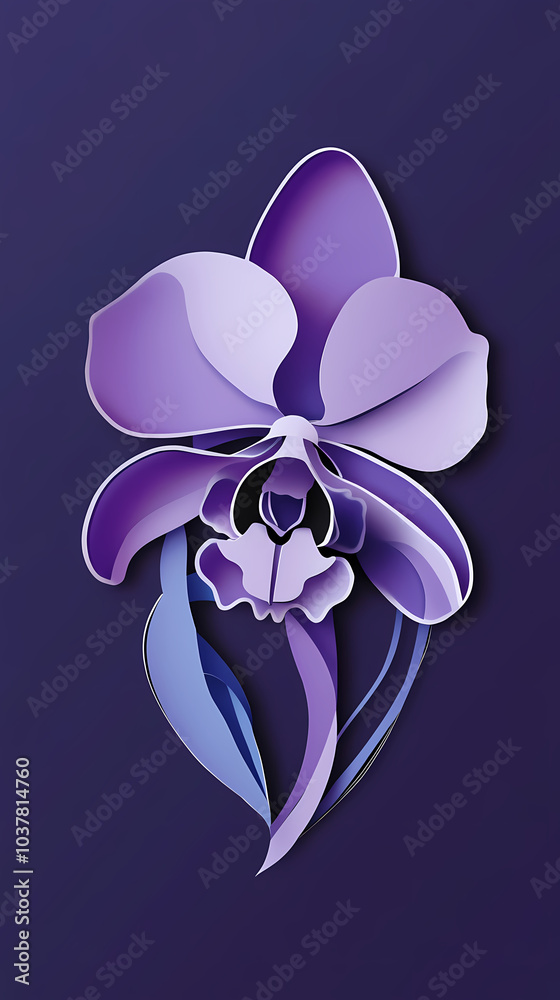 Fototapeta premium Vanda Orchid logo 3d vector papercut