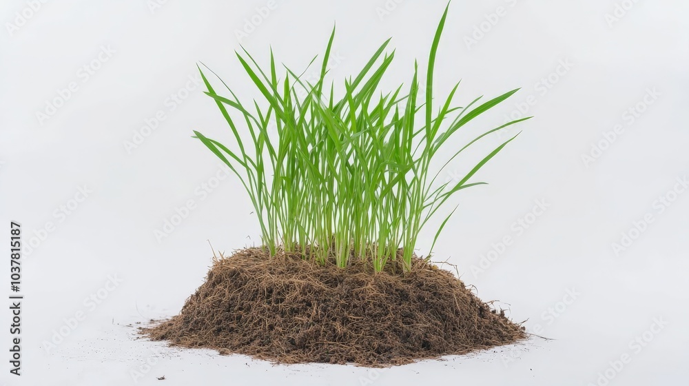 Lush Green Grass Emerging from the Soil Lush Green Grass Emerging from the Soil