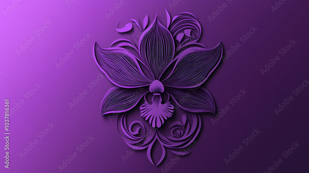 Vanda Orchid logo 3d vector papercut