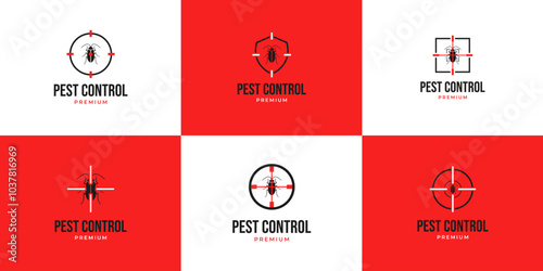 Set of pest control cockroach logo design vector template collection illustration idea