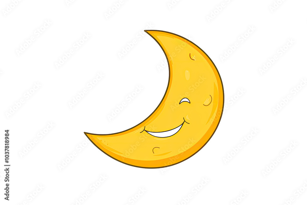 A cheerful, smiling yellow moon with a playful expression, perfect for children's decor and joyful designs. A cheerful, smiling yellow moon with a playful expression, perfect for children's decor and joyful designs.