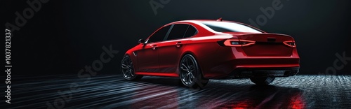 Red Car in a Dark Studio