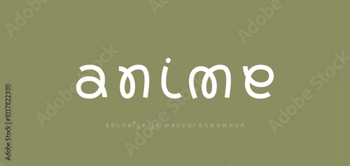 japan anime modern minimal style alphabet font logo typeface. Typography Japanese asian fonts logos and number. Vector Illustration
