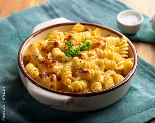 a bowl of baked schotel macaroni photo