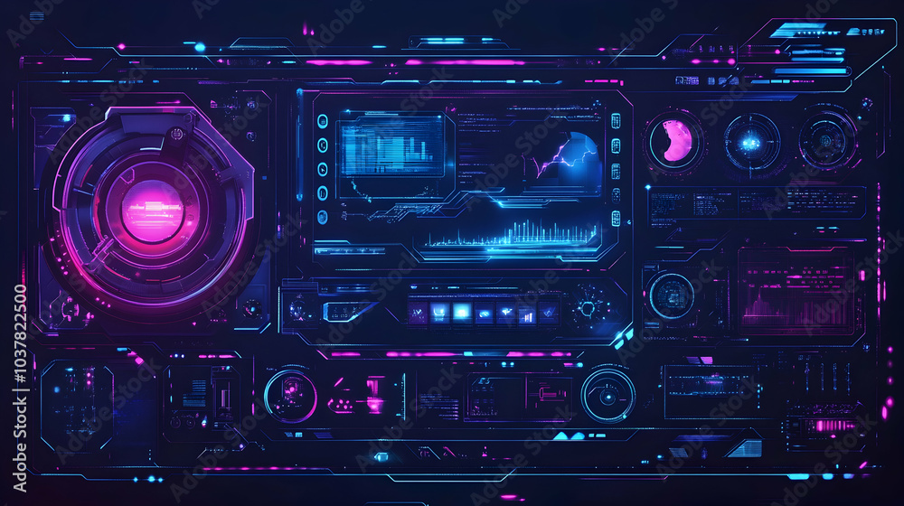 1. A cutting-edge digital technology interface characterized by blue and purple hues, emphasizing an abstract design. 1. A cutting-edge digital technology interface characterized by blue and purple hues, emphasizing an abstract design.