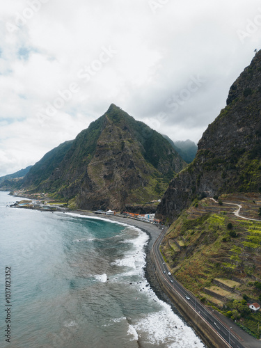 beautiful landscape from drone in Madeira 