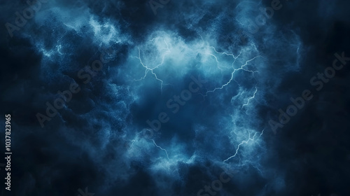 Realistic Thunder Light with Blue Smoke Cloud Frame for a Mysterious Lightning Overlay -