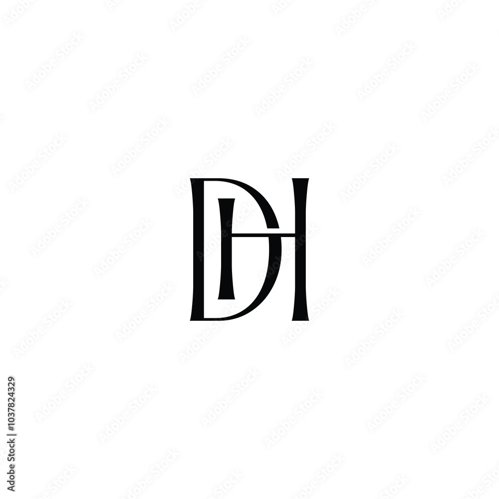 Fototapeta premium DH monogram logo design letter text name symbol monochrome logotype alphabet character simple logo