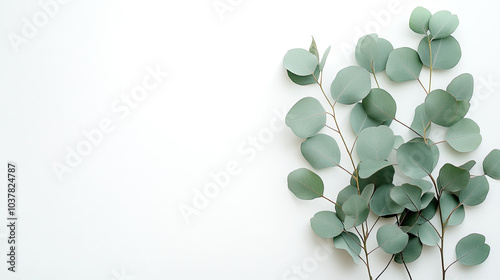 Green leaves form a frame, with a white background