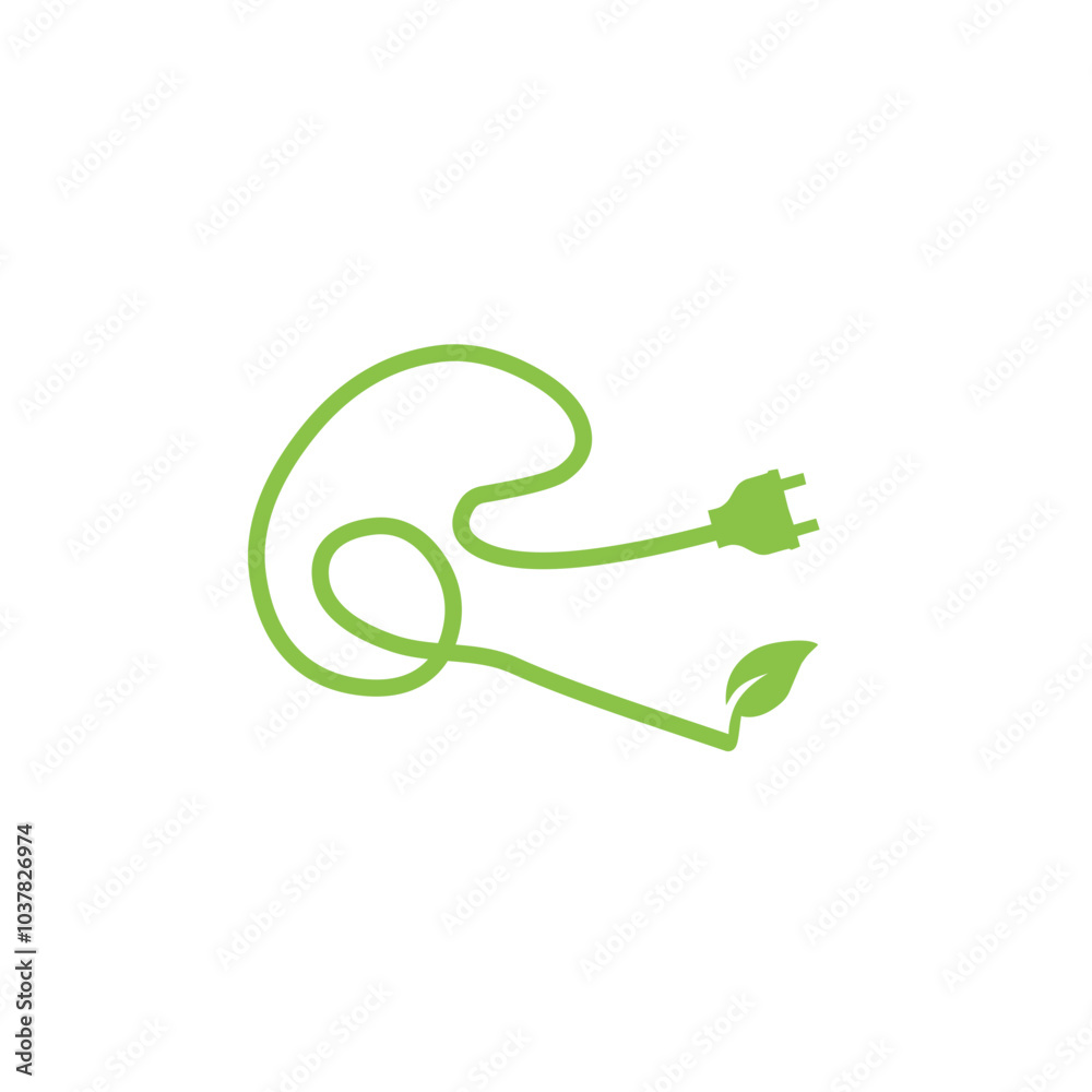 Obraz premium cable plug with green leaf